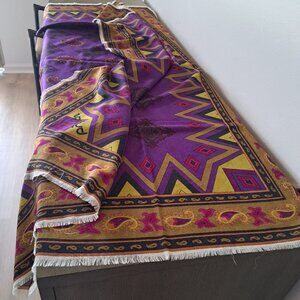 BYBLOS Luxurious Vintage Logo Shawl Scarf Wool Blend Paisley Large Square 54in